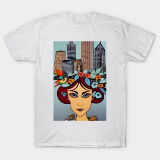 Woman with flowers in her hair T-Shirt